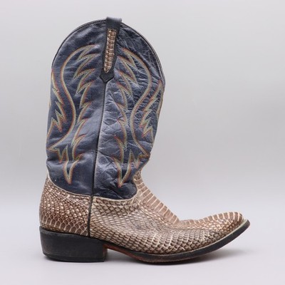 Coyote Joe Boots Mens Size 8D US Blue Tan Python Snakeskin Western Cowboy Boots