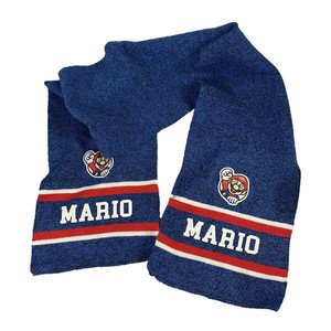 Super Mario Scarf Youth One Size Blue Red Knit Winter Nintendo 2023 Logo