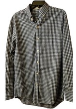 IZOD Premium Essentials Men's MED. Blue Plaid Long Sleeve Button-Down. Free Ship