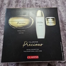 Clarins Precious Exceptional Skincare Gift Set: La Crème, Lotion, Eye Cream, NIB