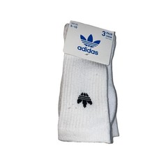 Adidas Originals NWT Icon Crew Socks 3-Pair , White, Medium Size 5-10