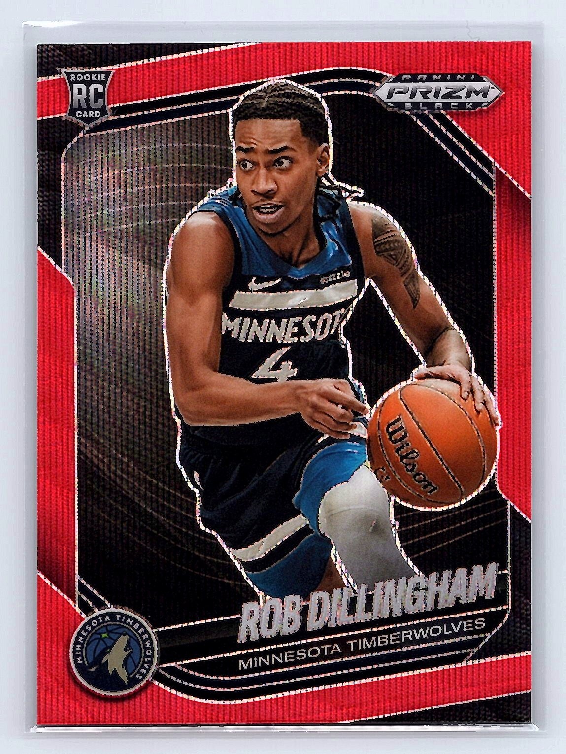 Rob Dillingham 2024-25 Panini Prizm Black #39 Ruby Wave Rookie