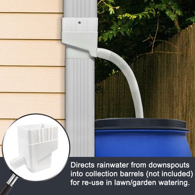 White Rainwater Collection System Standard Downspout Water Diverter Connect AK