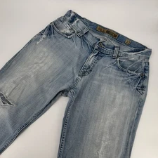 BKE Jeans Mens 33x31 Blue Justin Whiskers Distressed Preppy Denim Casual