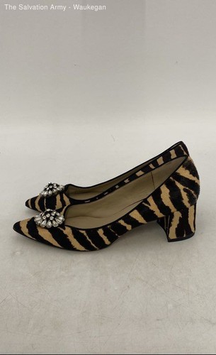 Ann Taylor Womens Black Yellow Animal Print Block Heel Pump Heels Size US 8M - Picture 3 of 8