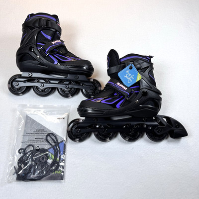 2PM SPORTS Purple/Black Girls Adjustable LED inline Skates Size Med Youth *NEW*