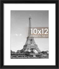 10x12 Picture Frame Black, Display Pictures 7x9 with Mat or 10x12 Without Mat