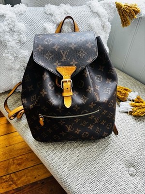 Louis Vuitton Monogram Backpack Brown Drawstring Buckle Closure Gold Hardware