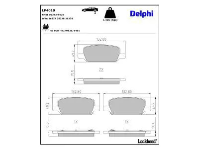 Für DELPHI LP4010 Brake Pad Set, disc brake LP4010 Brake pads set rear , fits: - Bild 3