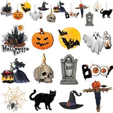 24 PCS Halloween Ornaments for Tree Both Side 3x3 inches, Multi Color