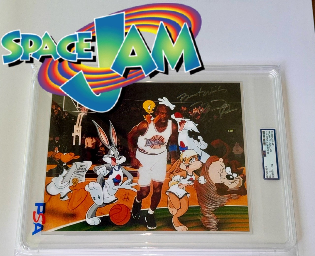 Signed Michael Jordan Photo Space Jam Best Wishes inscription 8x10 Auto GOAT PSA view 2
