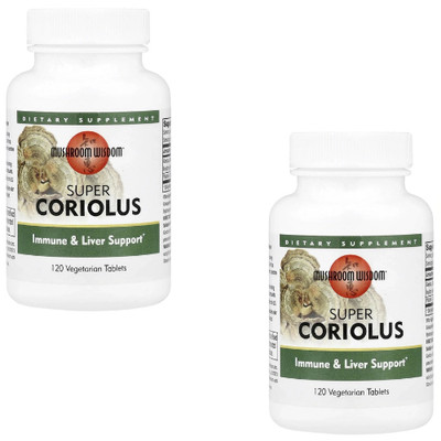 Mushroom Wisdom Super Coriolus   120 Vegetarian Tablets   Pack of 2