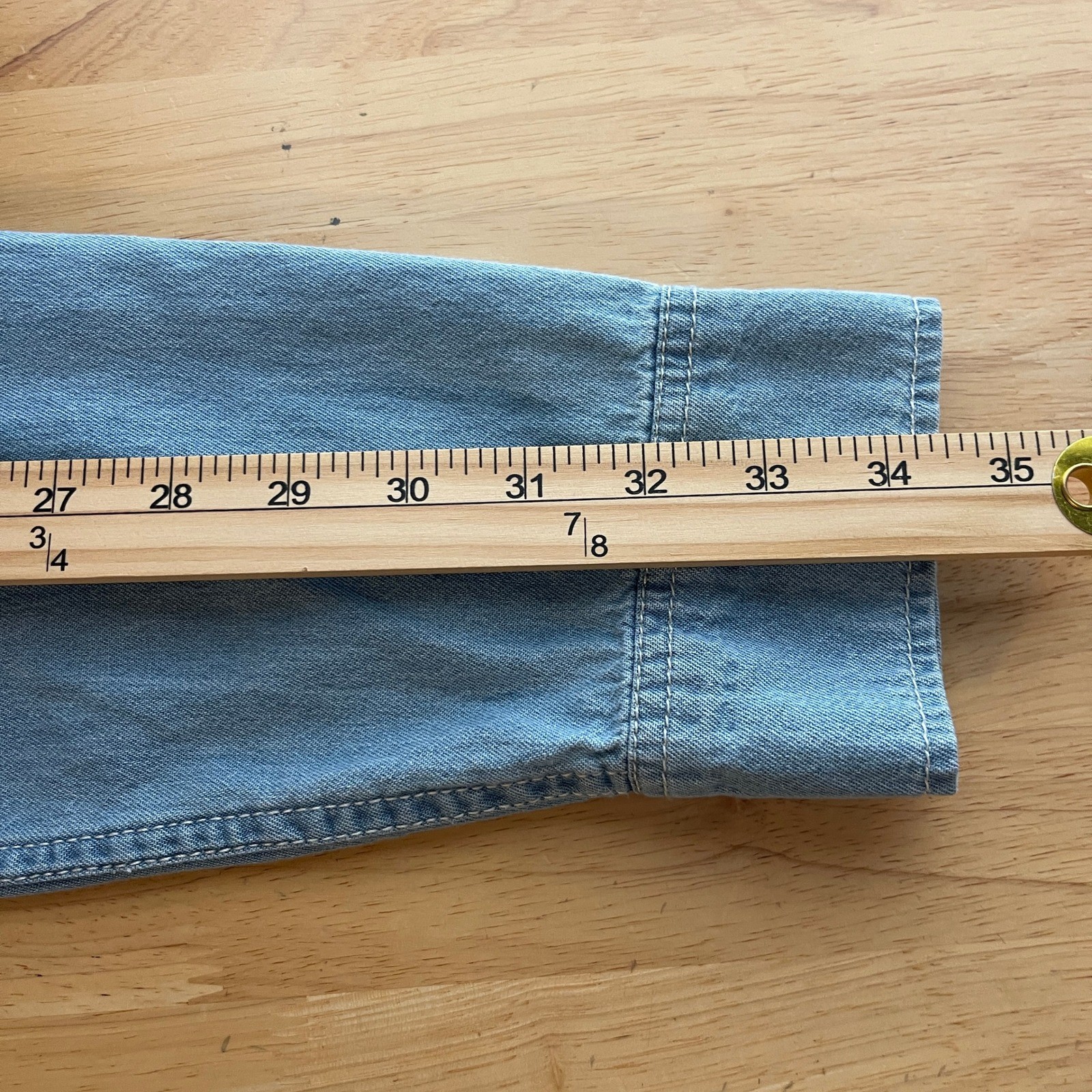 NEW True Religion Denim Long Sleeve Shirt Mens L Western Chambray Pearl Snap thumbnail 8