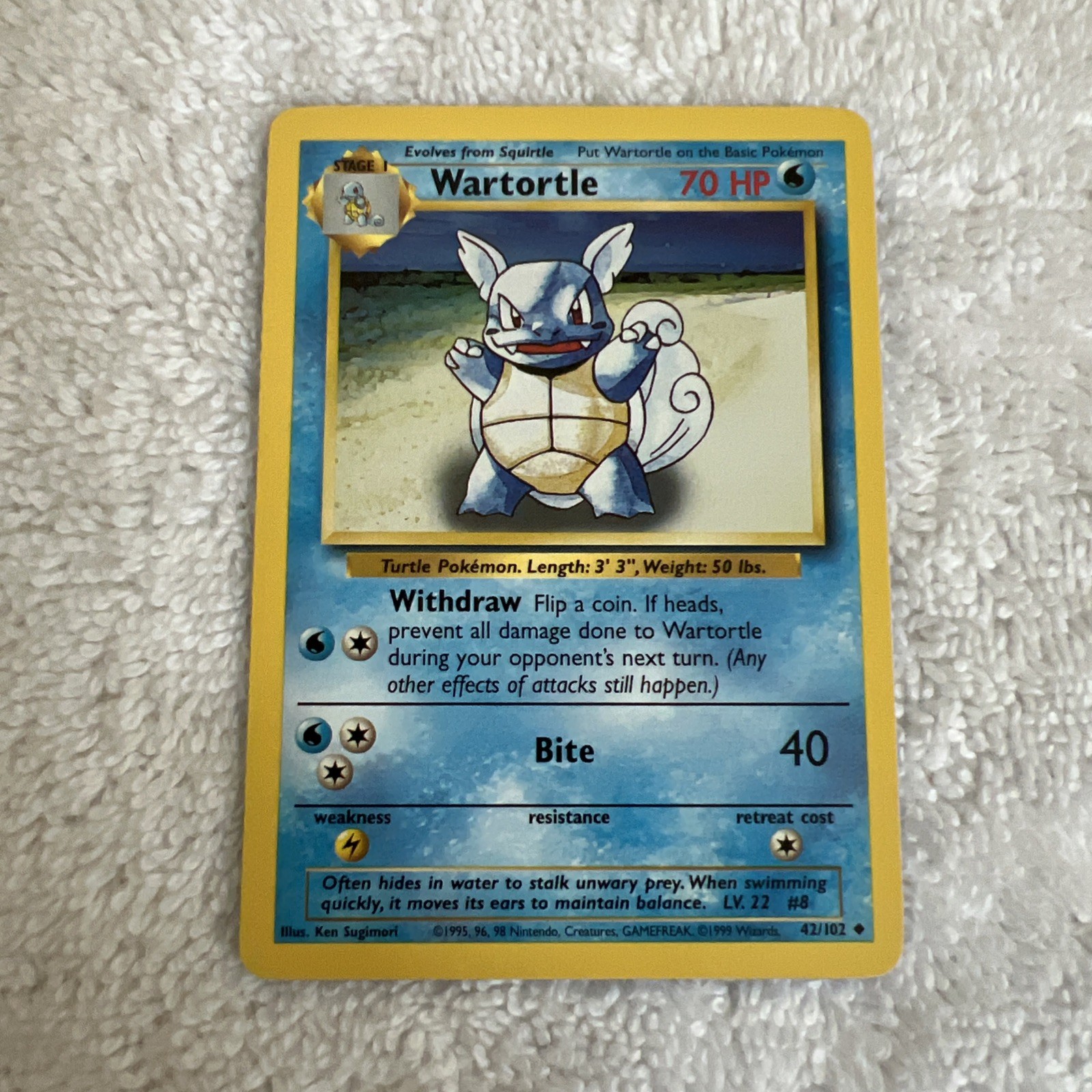 1999 Pokemon Wartortle - 42/102 - Base Set Unlimited - NM - Near Mint
