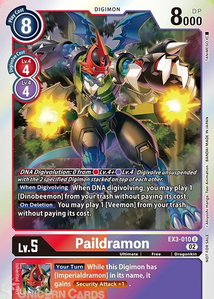 EX3-010 Paildramon Uncommon HOLO FOIL Box Topper Card Mint Digimon Card