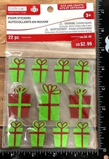 CreAtology Christmas Present Foam Stickers 22 Pc Green  Red Gift Shapes New