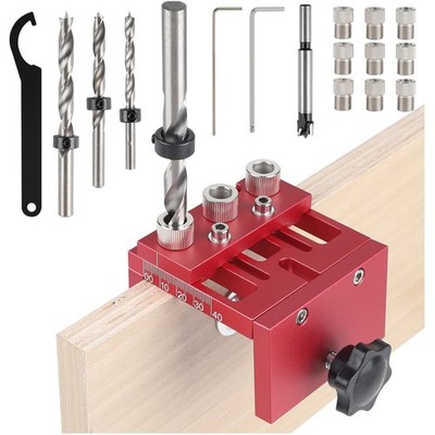 3-in-1 Doweling Jig Kit, Adjustable Wooden Connecting Tool, Accurate Drilling