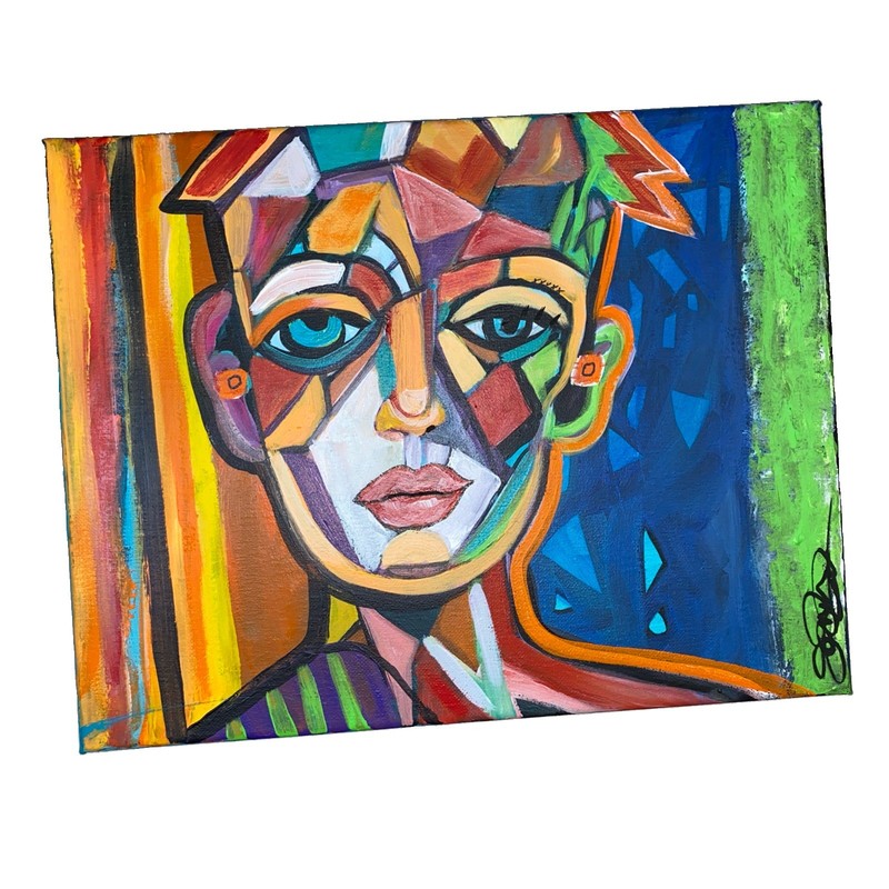 Abstract “Non-binary”, 11”x14”, Acrylic/canvas, Handmade, COA, Signed By Artist