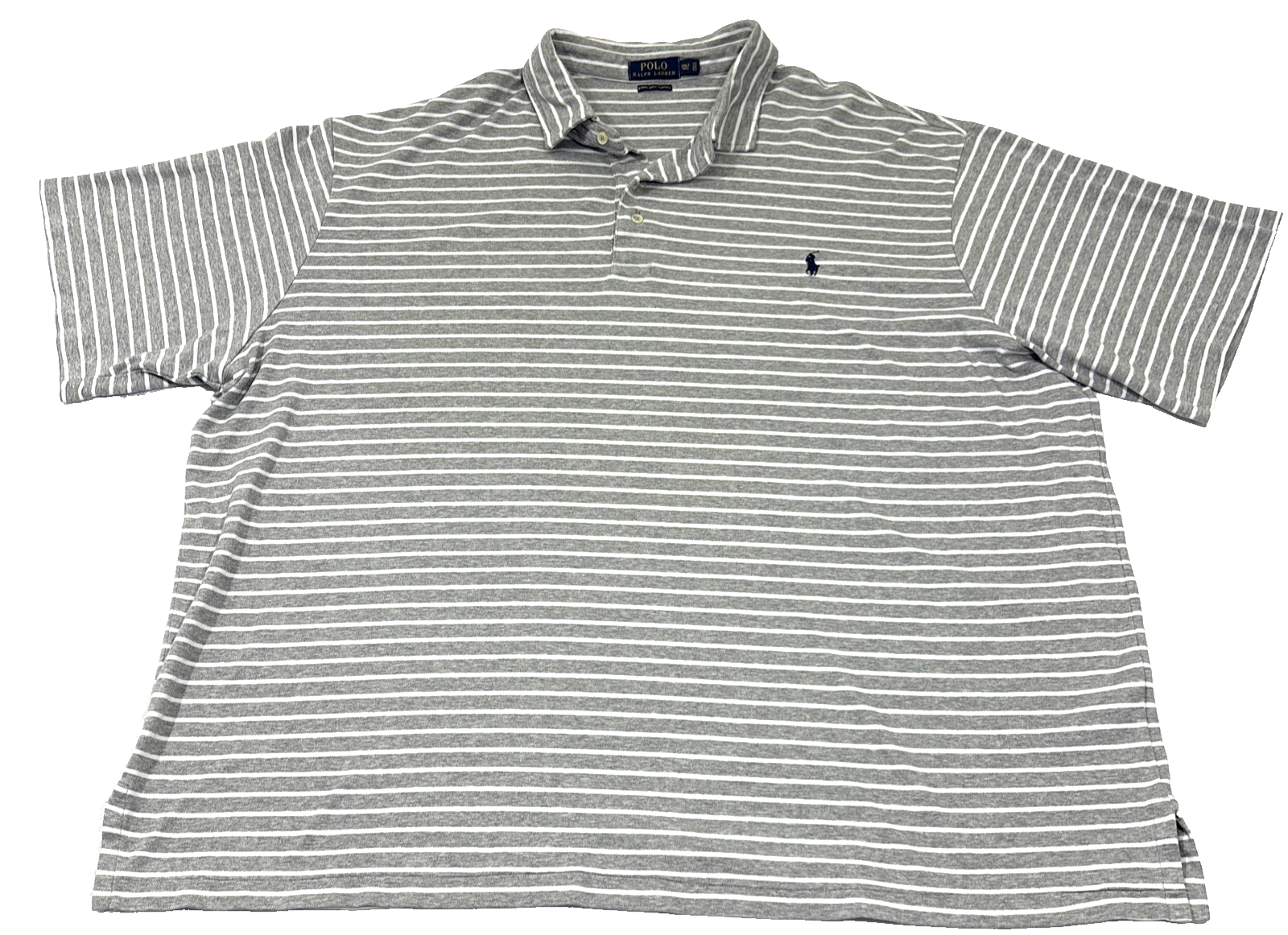 Polo Ralph Lauren Pima Soft Touch Polo Shirt Mens 3XLT Gray Stripe EUC!! Tall!!!