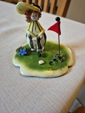 Zampiva Vintage Signed Italian Ceramic Spaghetti Golfer Figurine Golf Player