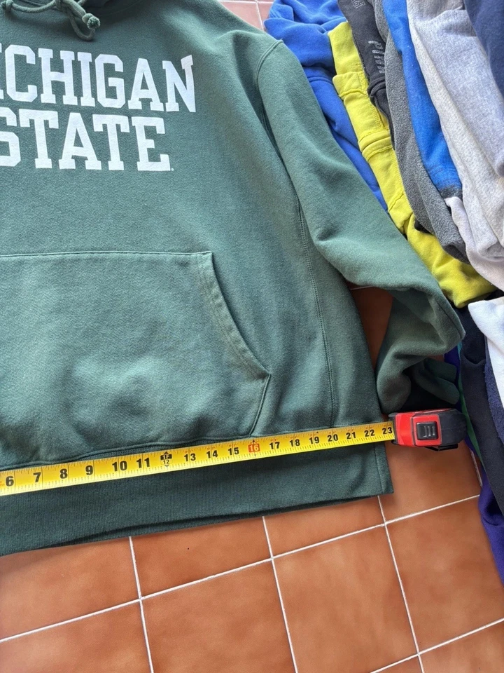 Винтажная толстовка с капюшоном 1990-х Sun Faded Champion обратного плетения Michigan State College - Изображение 4 из 4