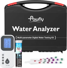 Pawfly 7 in 1 Digital Water Testing Kit, 50 Strips Hot Tub Test Kit, Digital Poo
