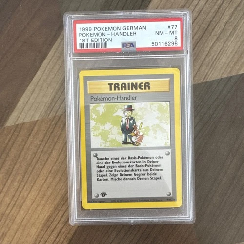1999 Pokemon German 1st Edition POKEMON TRADER HANDLER #77 PSA 8