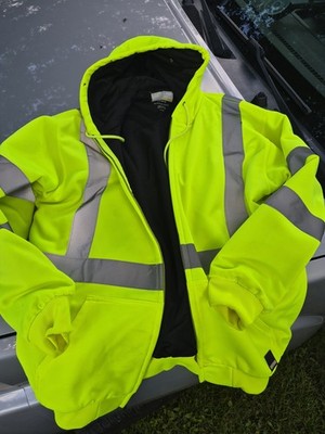 Utility Pro Hi-Vis Yellow Reflective Hooded Full Zip Polyester Jacket L