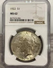1922-P Silver Peace Dollar $1 NGC MS62