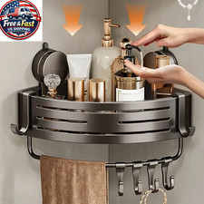 Corner Shower Shelf with Suction Cup   No Drill Bathroom Storage Rack with Hooks