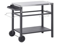 Garten Servierwagen Metall Schwarz / Silber 2 Etagen Mit Edelstahlplatte Spiazzi