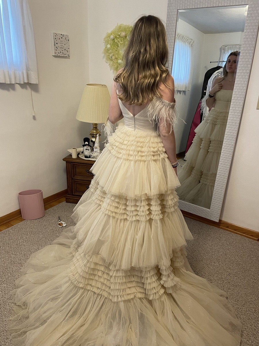 Sherri Hill dress size 6 cream prom wedding event gown homecoming Winter  formal | eBay