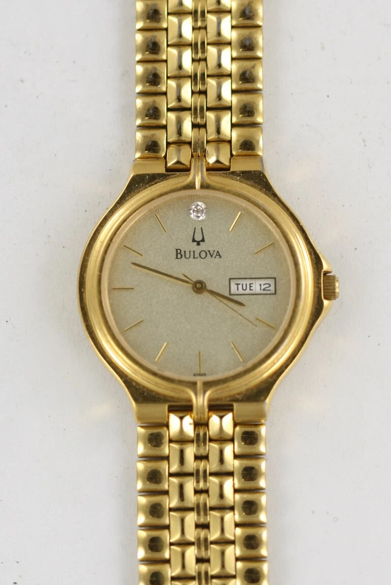 Bulova gold diamond mens watch sale
