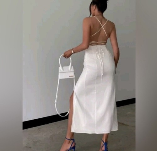 Abito Blogger Fav Zara Stretch Tech Midi misto lino taglia L - Foto 11 di 17