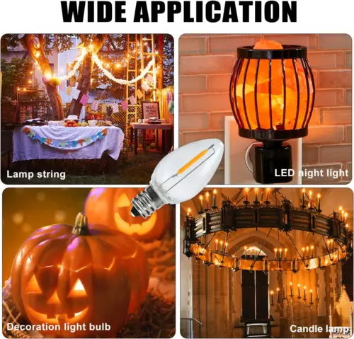 25 Pack C7 LED Christmas Light Bulb Shatterproof LED Bulbs Warm White fits E12 - Picture 10 of 17