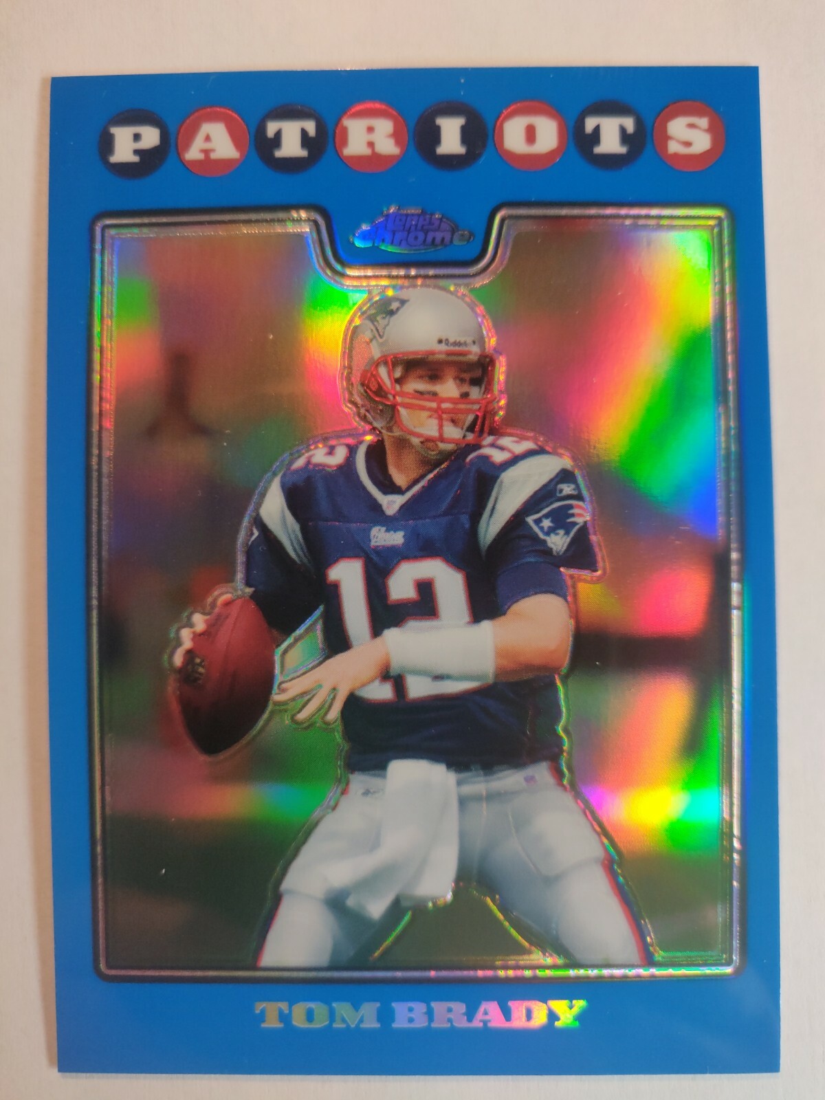 2008 TOPPS CHROME TOM BRADY BLUE REFRACTOR TC3