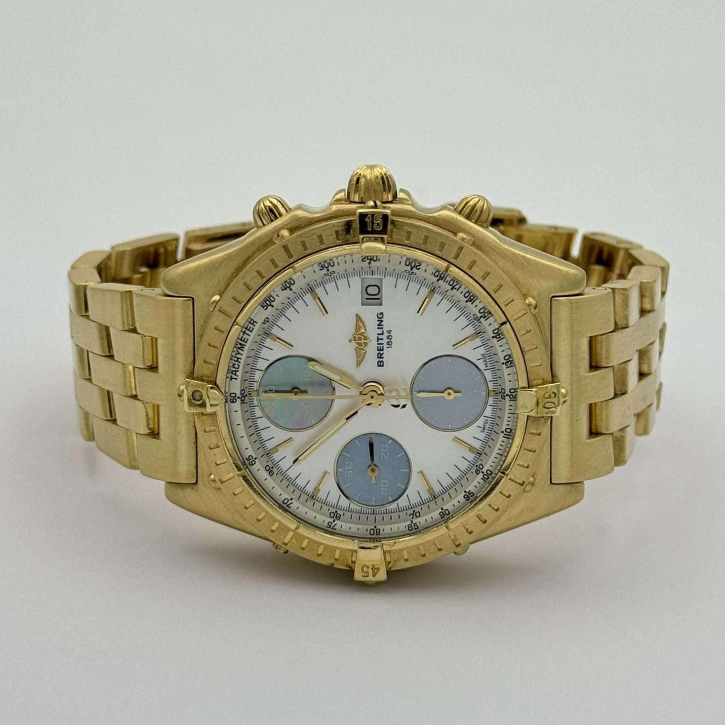 Breitling Chronomat Automatic Herren Uhr K13047 18K 750 Massive Gold Perlmutt Mo image 8