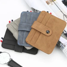 Mens ID Holder Leather Minimalist Wallet RFID Front Pocket Leather Card Wallets