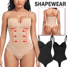 Women's Thong Full Body Shaper Bodysuit Tummy Slimming Built-in Bra Shapewear