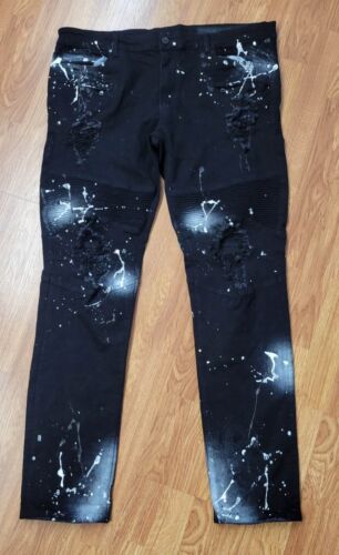 ROCKSTAR Jeans Mens Size 40 Graffiti Urban Biker Rocker Paint Spatter  Button Fly