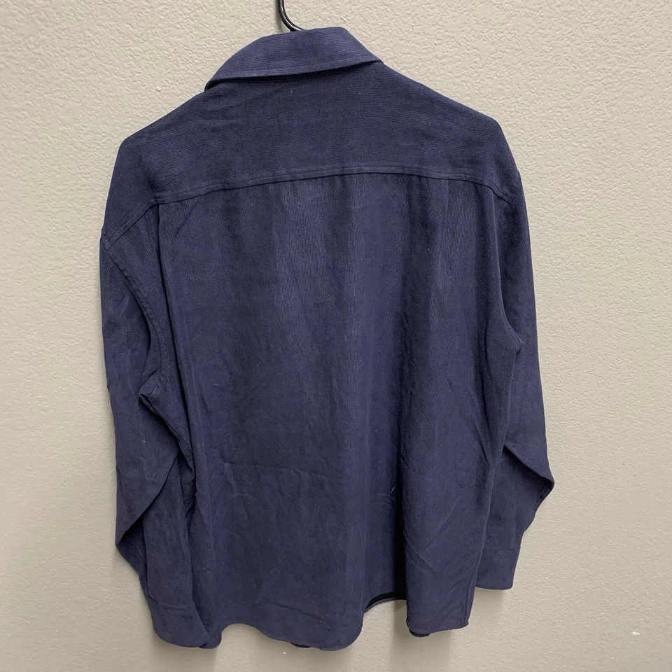 Talbots Shirt Mens Large Navy Blue Dress Corduroy Long Sleeve Pocket Button Down - Image 4 of 4