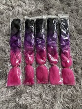 5 Pk 24 Ombre Jumbo Braiding Hair Black-Purple-Rose New W/ Fast Shipping