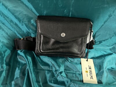 J.W. Hulme Leather Crossbody Belt Bag Black with Strap (New)