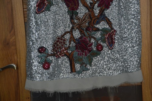 NUEVO Vestido Zara Plateado Lentejuelas Floral Bordado ASO Alexis Rose Schitts Creek XS - Imagen 22 de 27