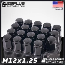 [20] Black 12x1.25 Acorn Wheel Lug Nut For Nissan Infiniti Conical Seat Wheels