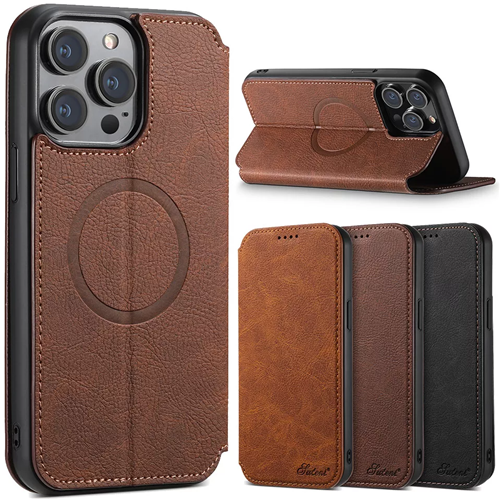 For iPhone 16 Pro Max 15 14 13 Magnetic MagSafe Leather Wallet Flip Stand Cover - Picture 2 of 31