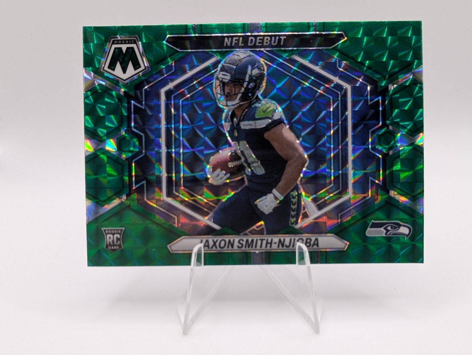 Jaxon Smith-Njigba 2023 Panini Mosaic NFL Debut Green Mosaic Prizm RC #ND-12