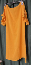 Harvest Gold Shift Dress Short Ruffle  Sleeve 677