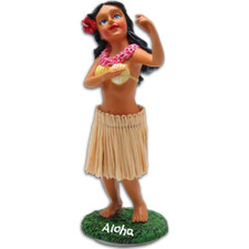 HAWAIIAN ALOHA Hula Girl Dancing Mini Dashboard Doll Shaker Bobble Head