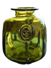 Holmegaard Tall Cylinder Sommerso Art Glass Vase in Green — listing 5